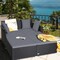 Spacious Outdoor Rattan Daybed With Upholstered Cushions And Pillows